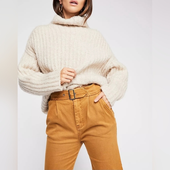 Free People Size 2 Seamed Like the Real Thing Trousers Hi-Rise Pleated Crop Pant - Picture 4 of 12